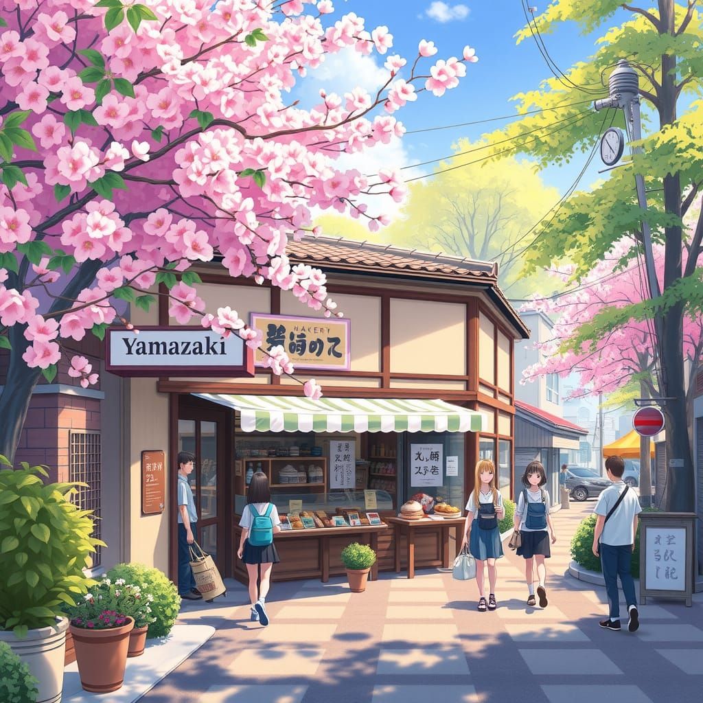 Japanese Yamazaki Bakery in Anime Style