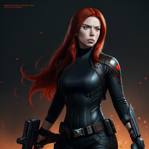 Red-Haired Woman in Black Suit: Hyperdetailed Portrait
