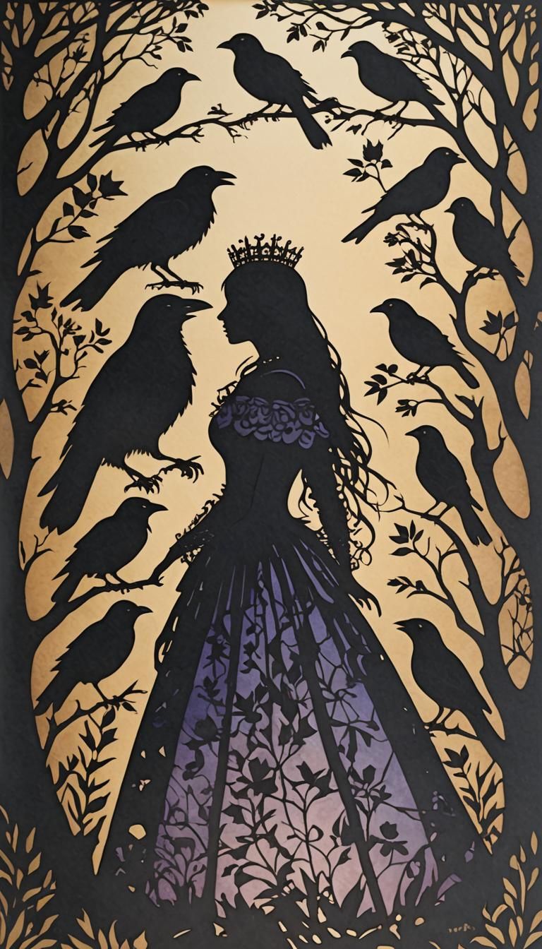 Fairytale Raven Princess in Silhouette