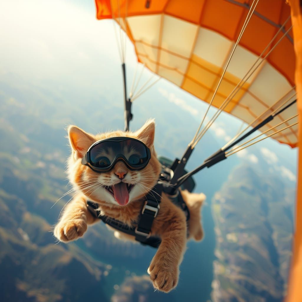 Skydiving Kitten Defies Gravity with Playful Attitude