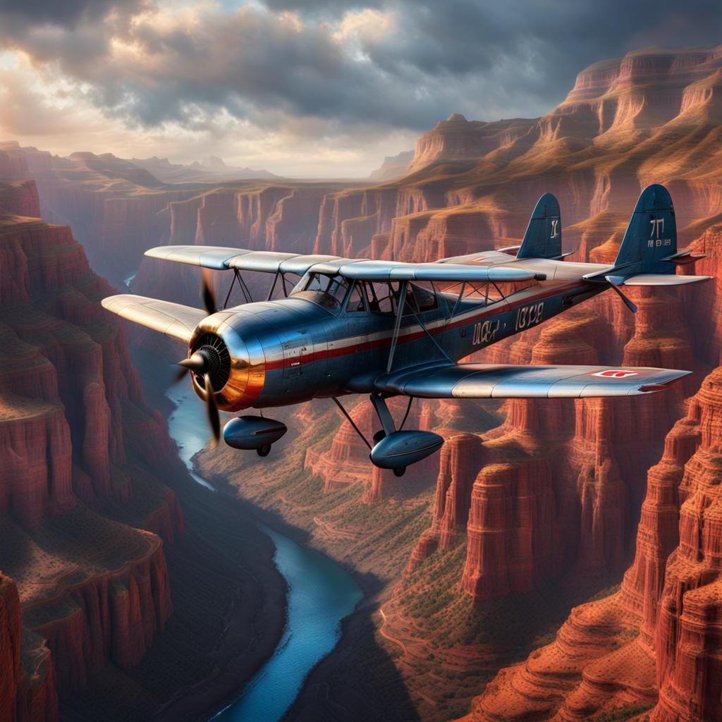 Majestic Old Plane Flies Through Red Rock Canyon