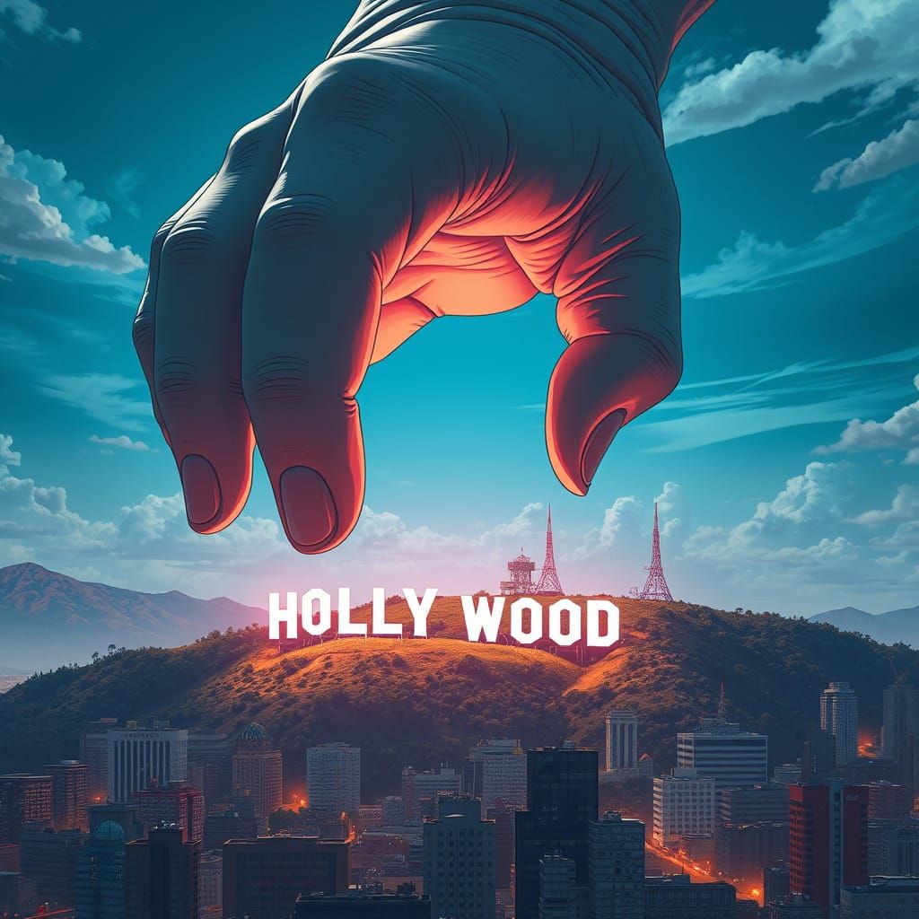 Giant Fist Descends on Hollywood in Anime-Inspired 3D Art