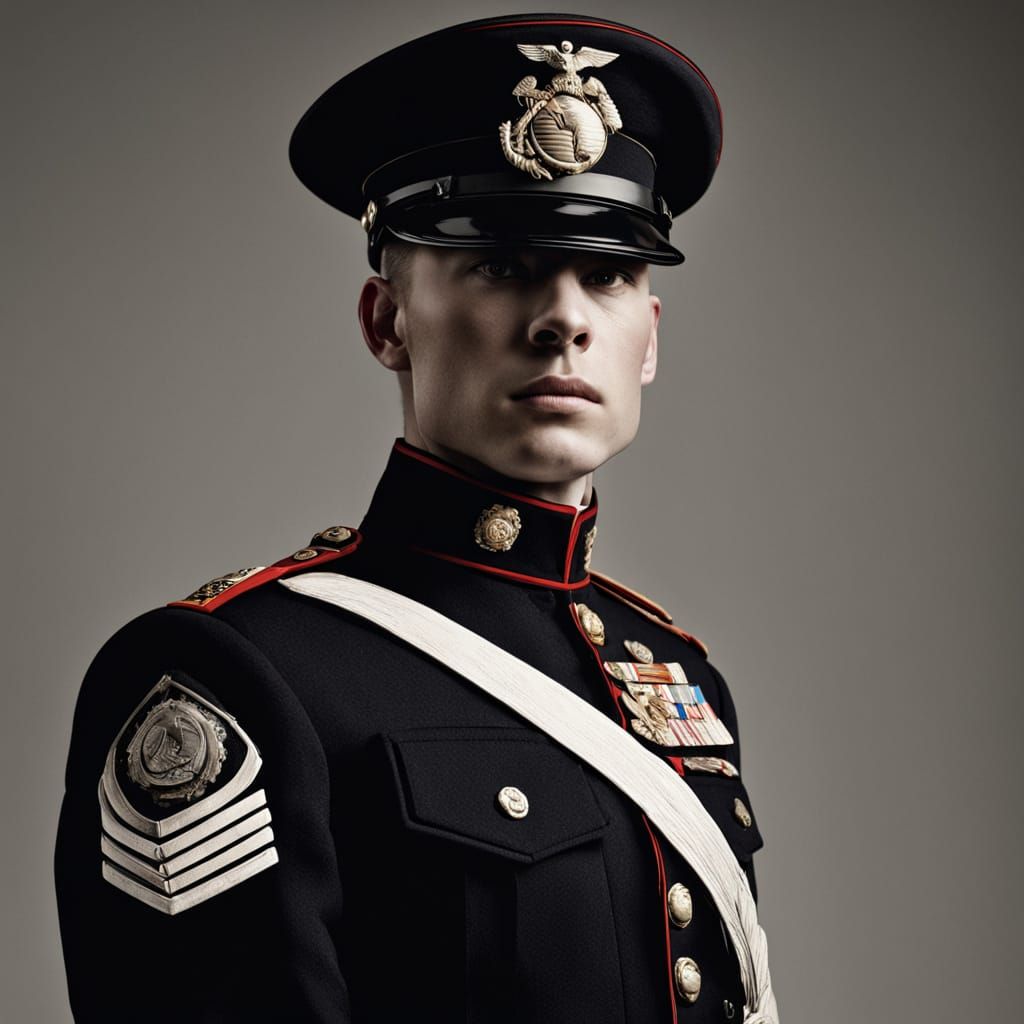 U.S. Marine in Formal Attire - High-Contrast Portrait Photog...