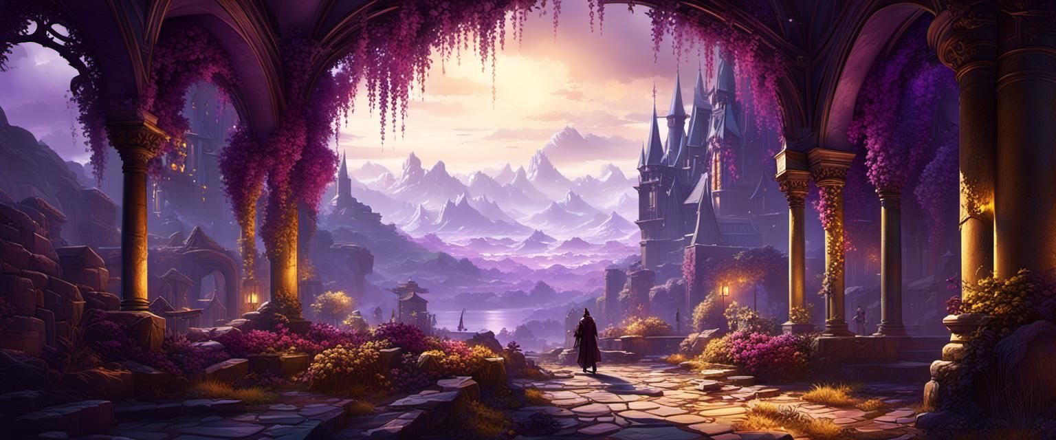 Dark Fantasy Art in Purple and Yellow