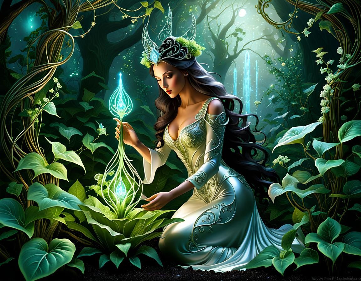 Ethereal Plant Sorceress with Luminescent Magic
