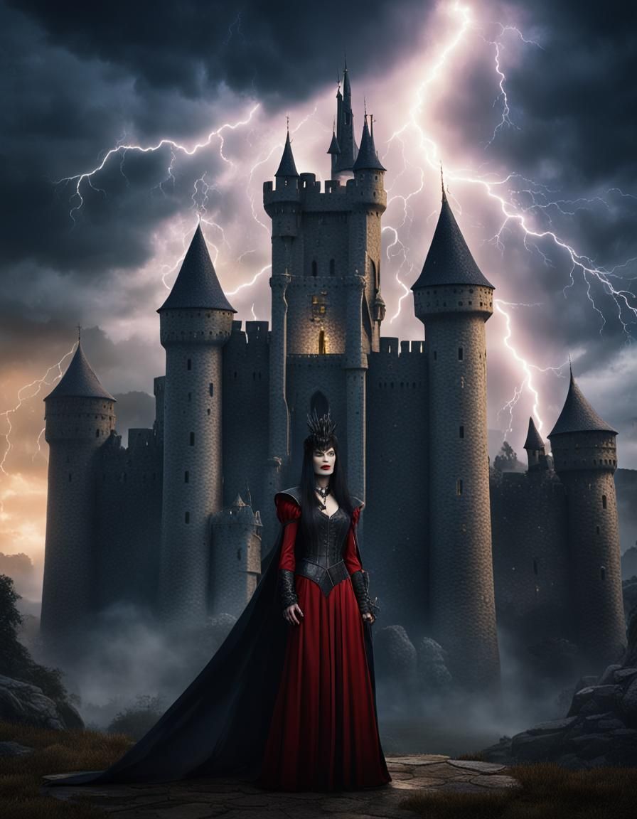 Elvira at Medieval Castle: Fantasy Concept Art
