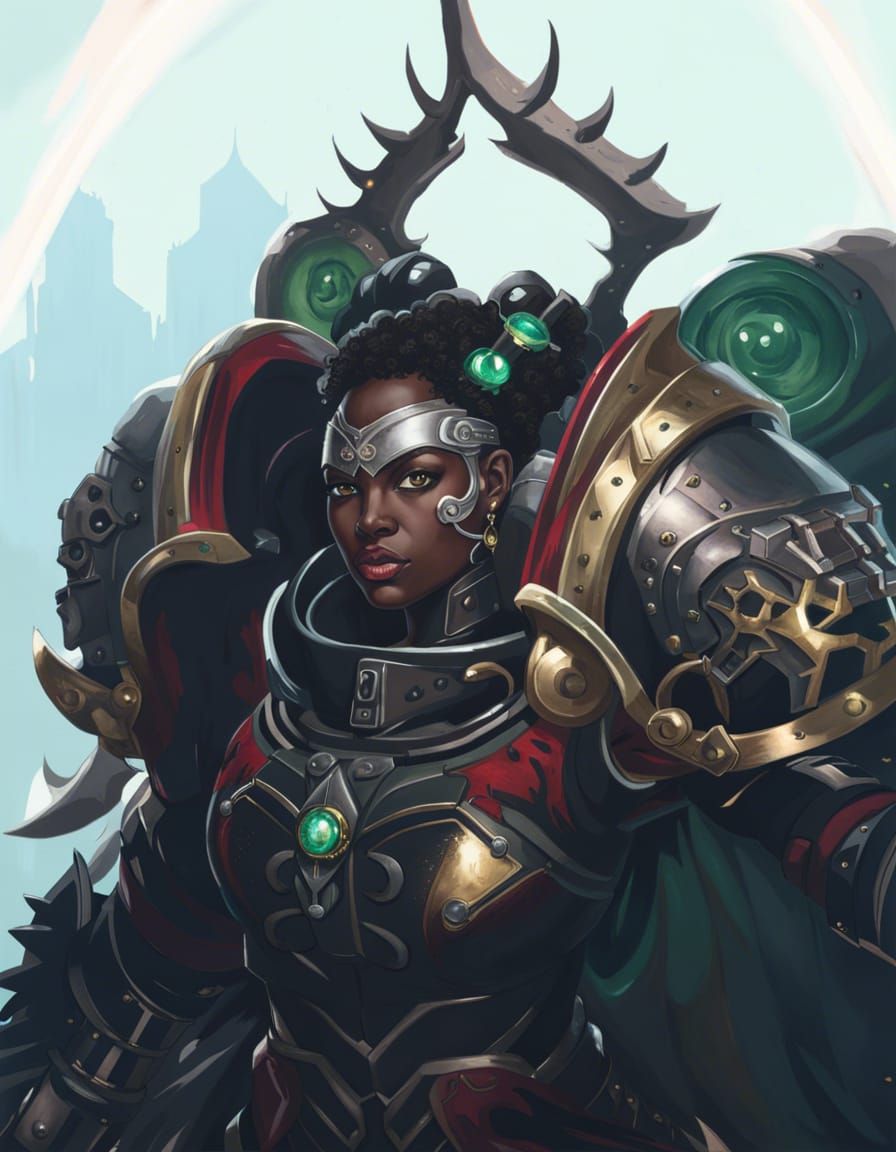 Powerful Woman in Cyberpunk Combat Armor