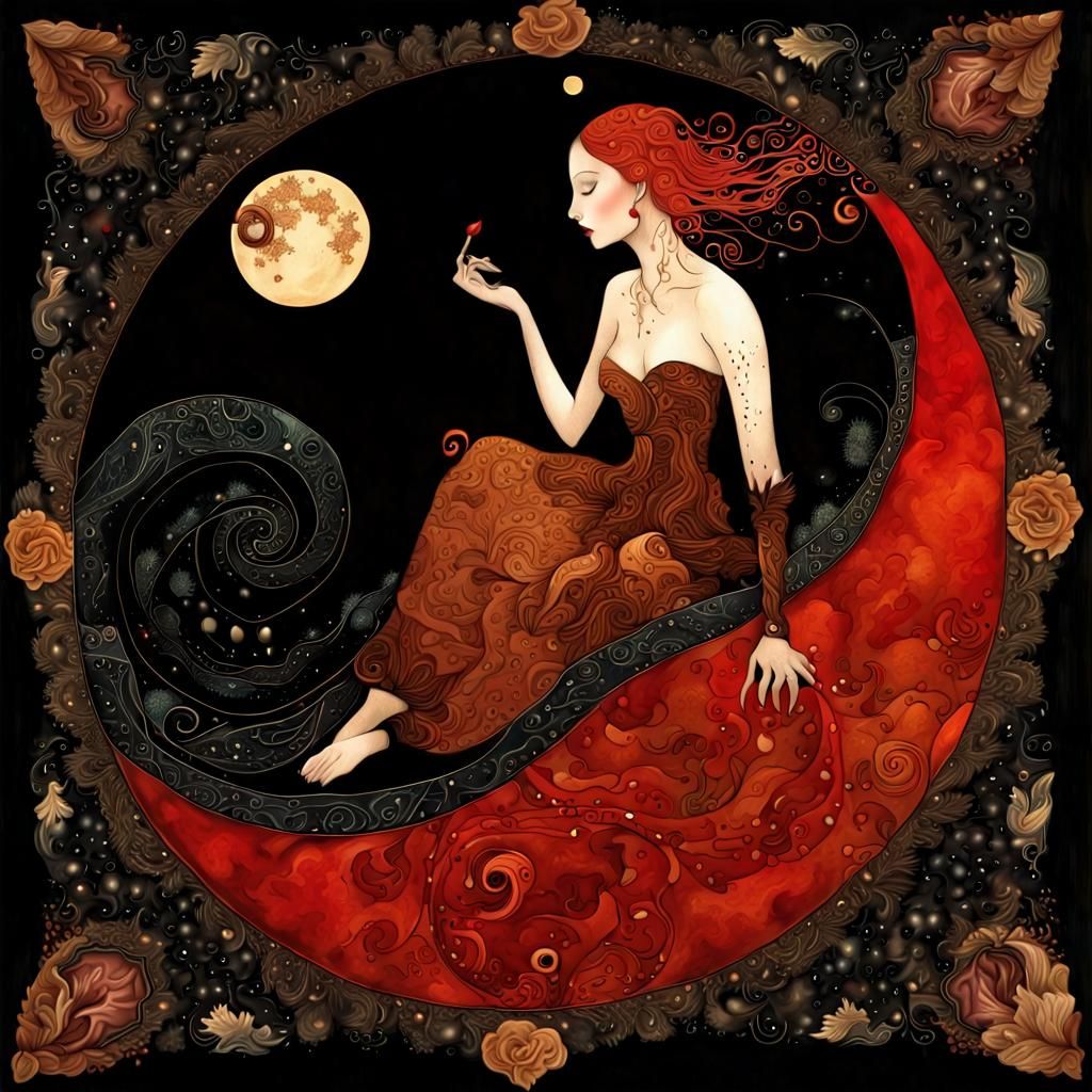 Abstract Woman Portrait in Textile Art Style