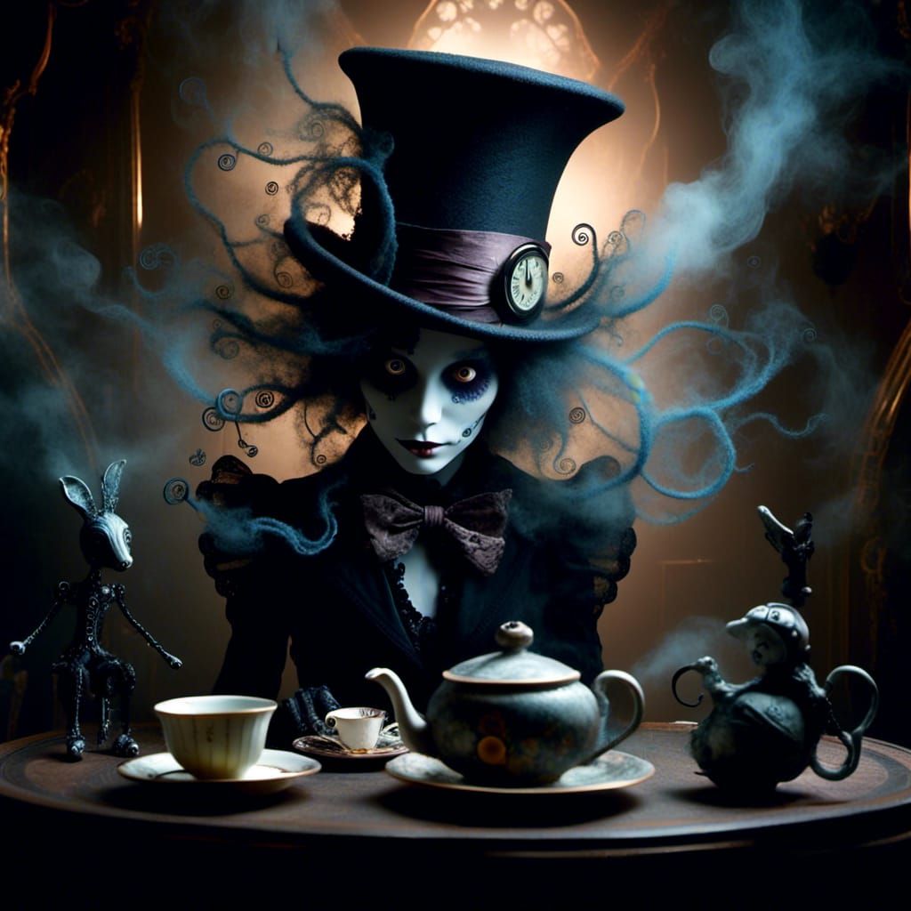 Alice in Wonderland Tea Party, Dark Surrealism Style
