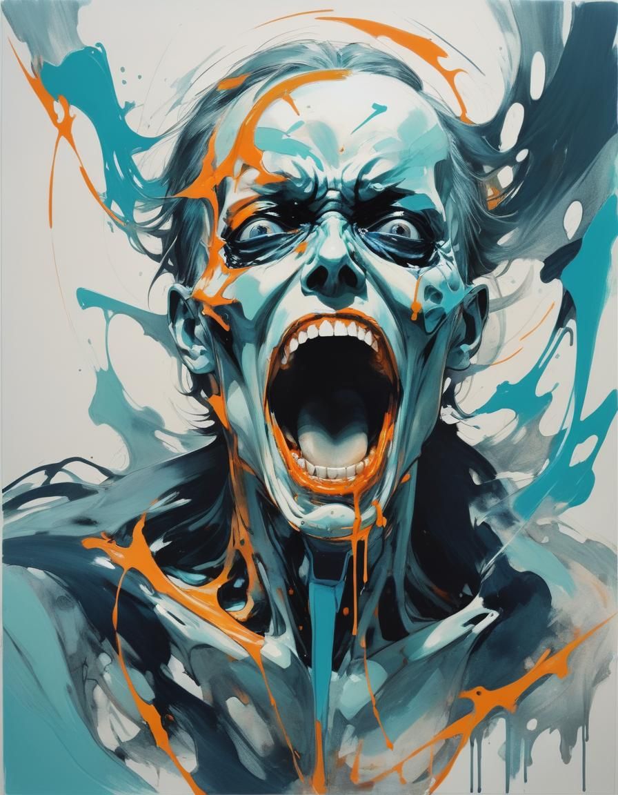 Futuristic Scream: Indigo and Turquoise Epic