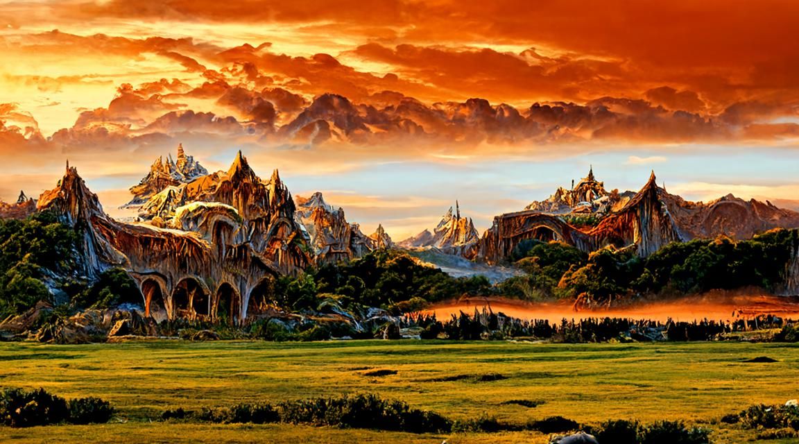 Majestic Fantasy Vista: Detailed Digital Illustration