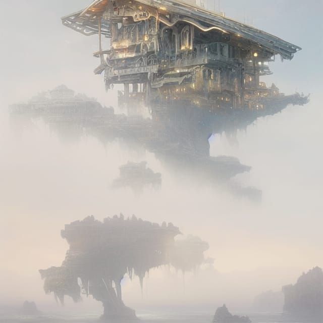 Surreal Alien Landscape in Cubist Style