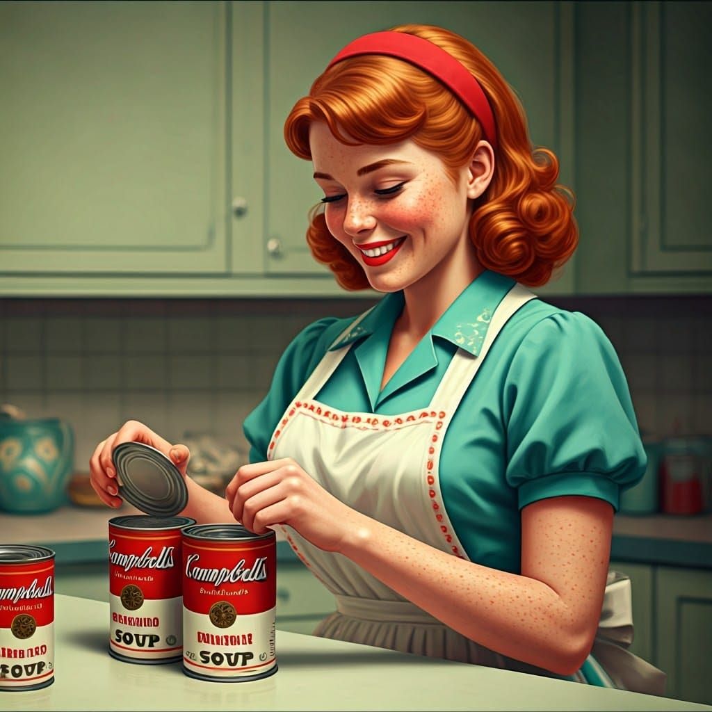 Happy Homemaker in Retro Kitchen