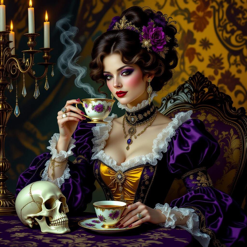 Victorian Lady's Macabre Tea Party
