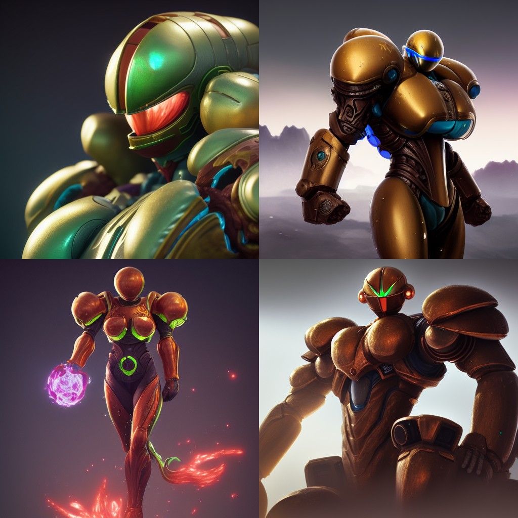 Samus Aran Biopunk Warrior Portrait in Hyperrealism