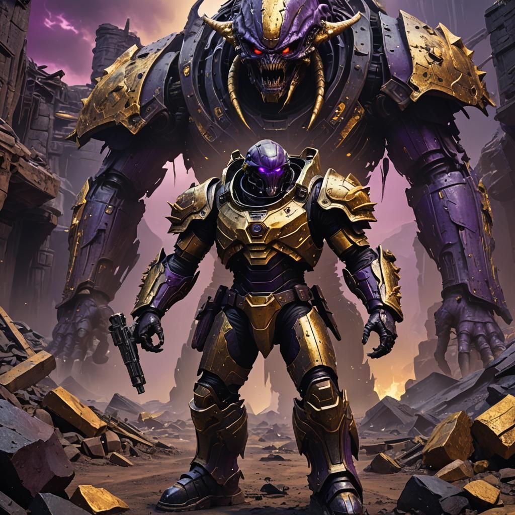 Alien Elite Guarding Ravaged Gold Mine