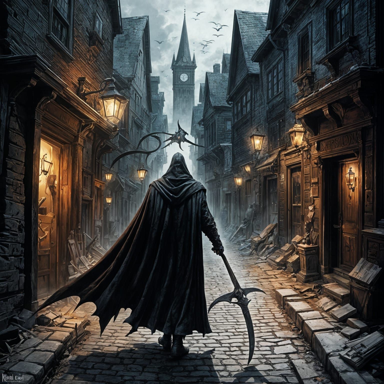 Sinister Death Walking Through Old City