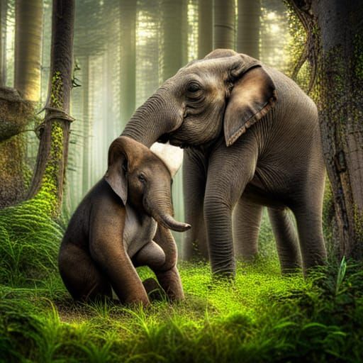 Giant Squirrel Atop Elephant: Hyperrealistic Image