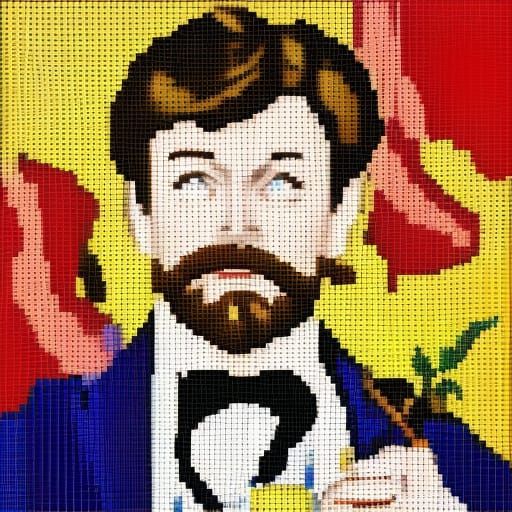 pixel art portrait of Renoir