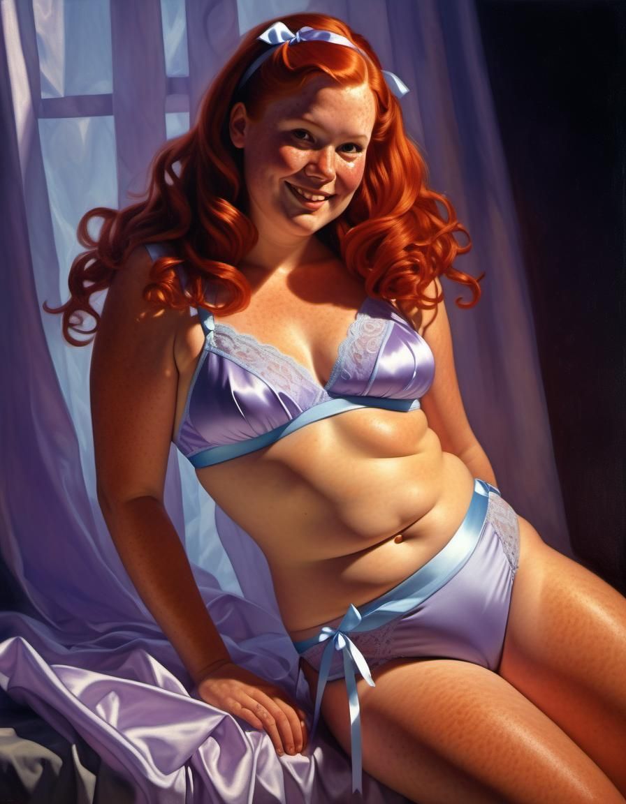 Curvy Woman in Lingerie, Art Frahm Illustration Style