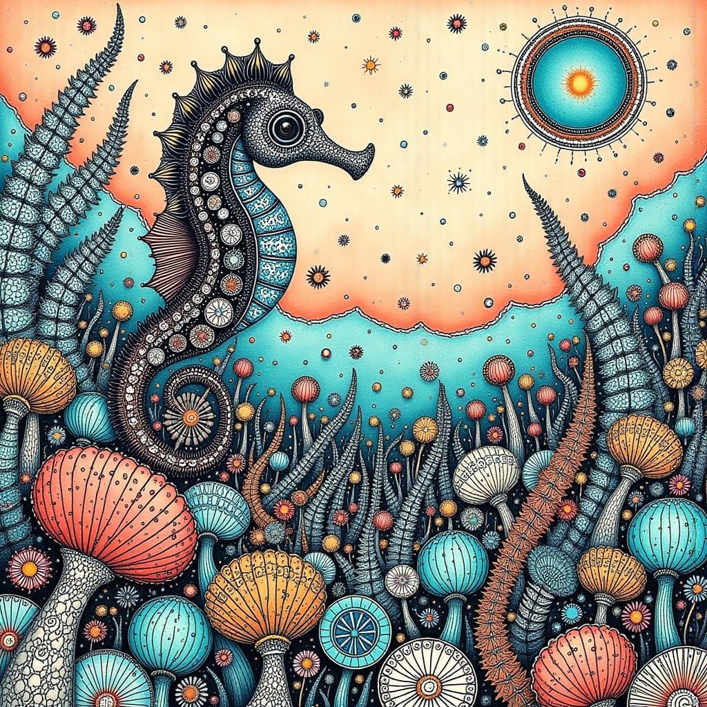 Intricately Detailed Arabic Zentangle Artwork with Whimsical...