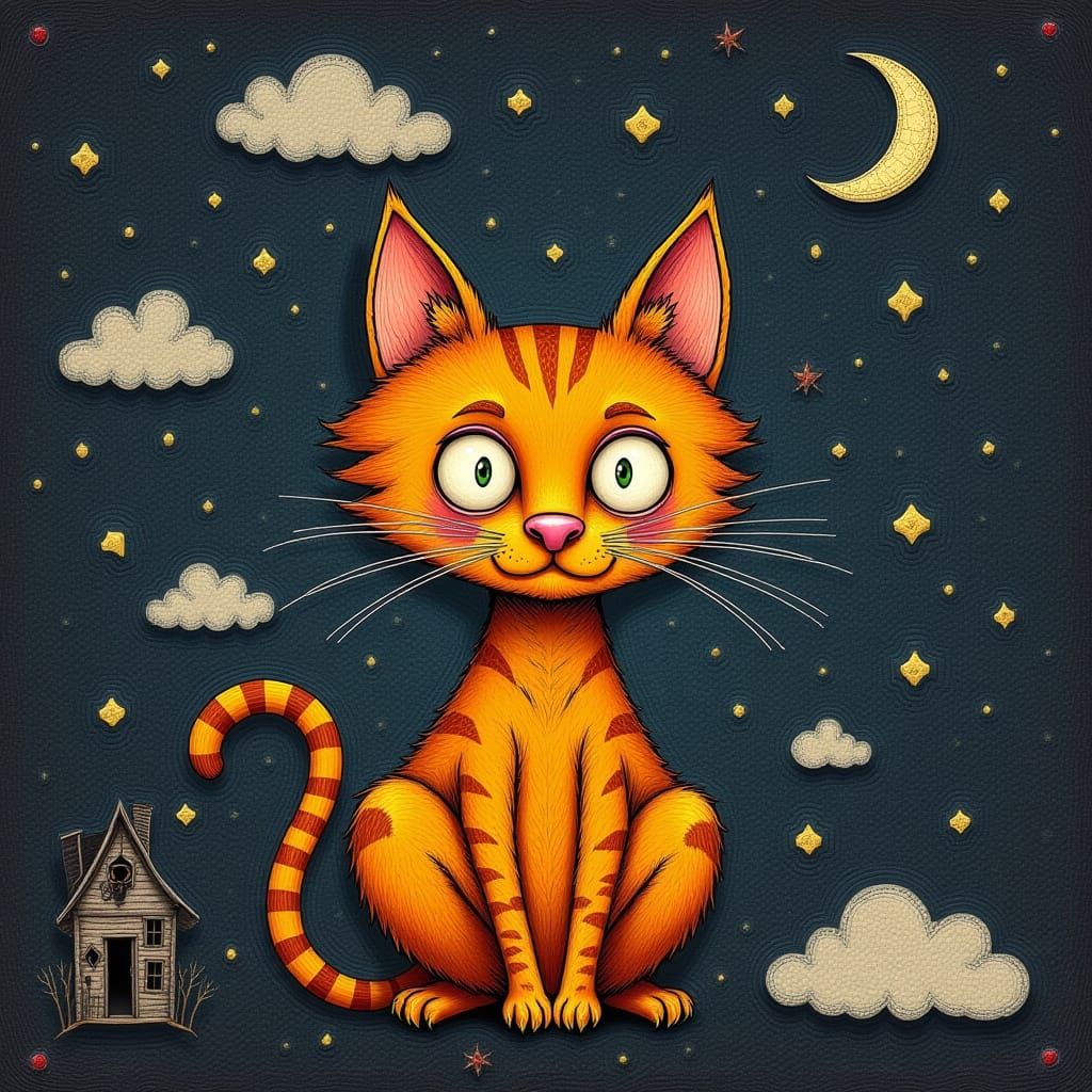Whimsical Orange Feline in Playful Attitude