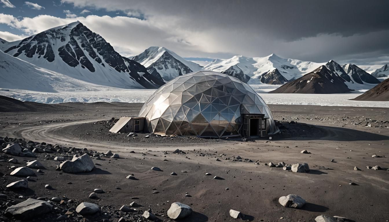 Surreal Antarctic Dome Habitat: Hyperrealistic Earth Art