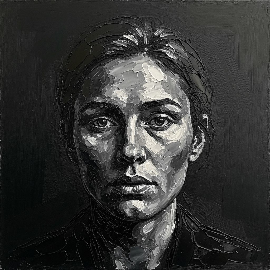 Dramatic All-Black Impasto Portrait Painting