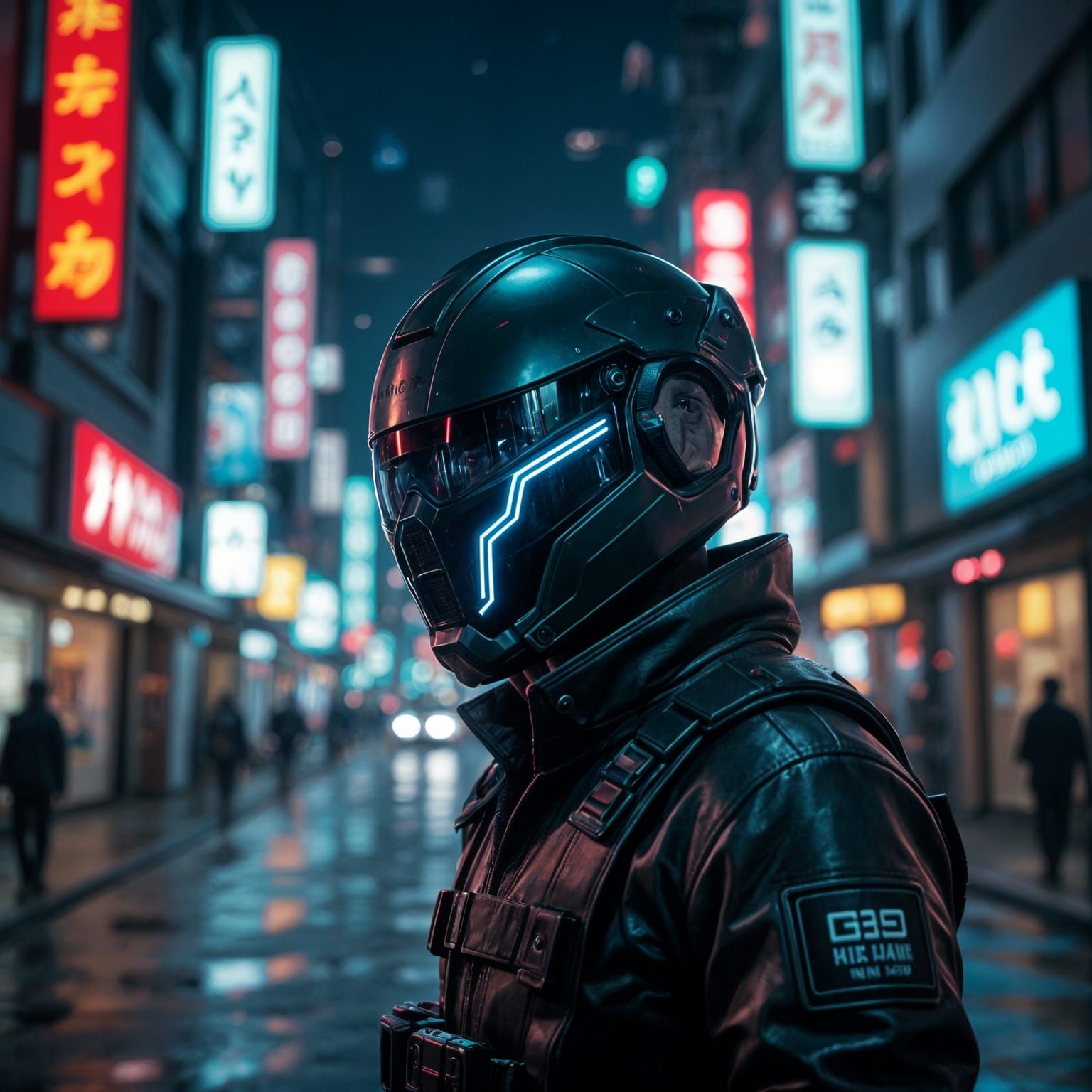 Neon Tokyo Bounty Hunter in Anime Style