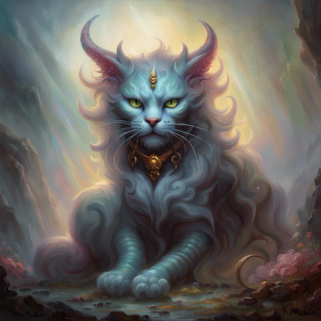 Sinister Horned Demon Cat in Ethereal Fantasy