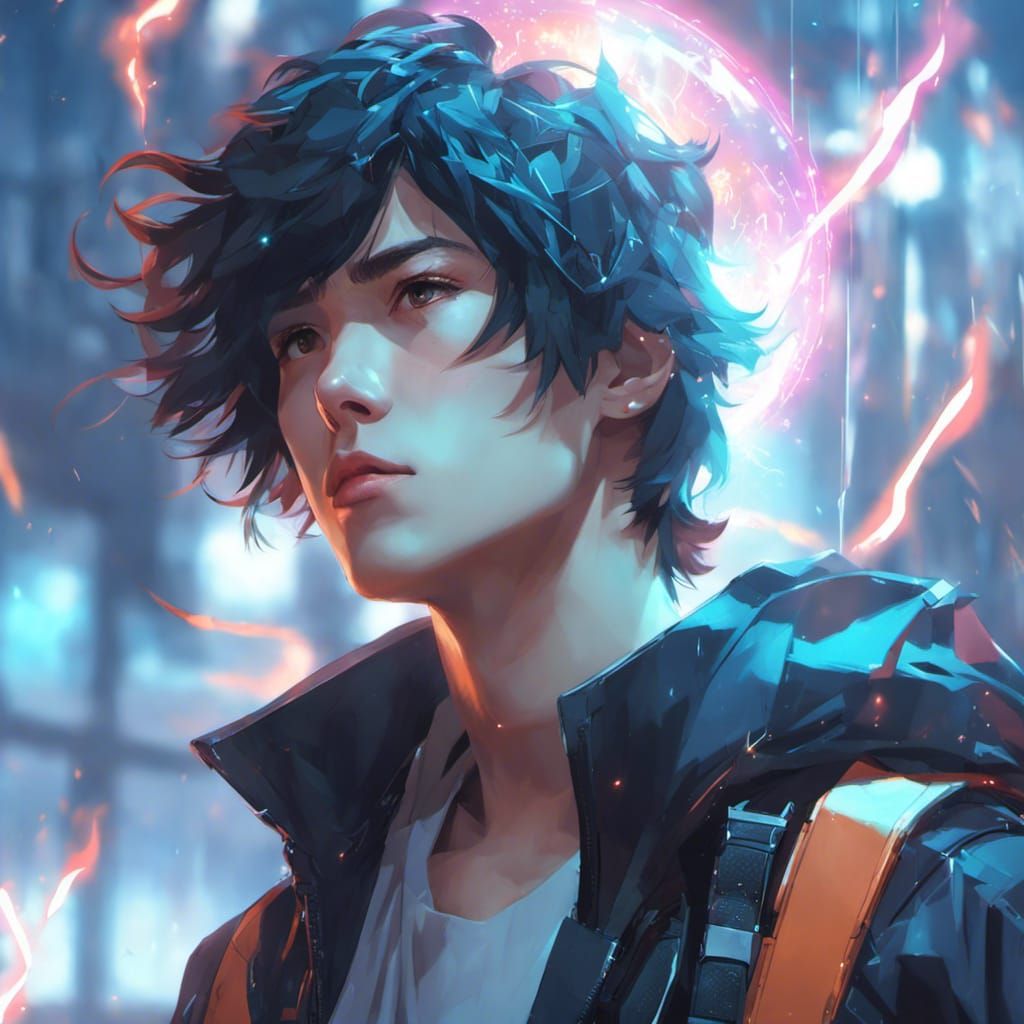 Male Techwear Swordsman in Anime Style