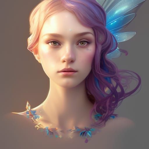 Pixel Fairy Princess Portrait in Art Nouveau Style