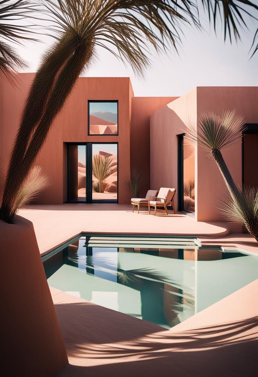 Modern House in Marrakesh Desert: Mid-Century Architecture