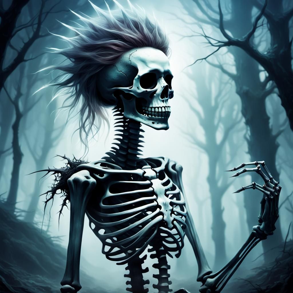 Surreal Dream: Woman with Glowing Skeleton