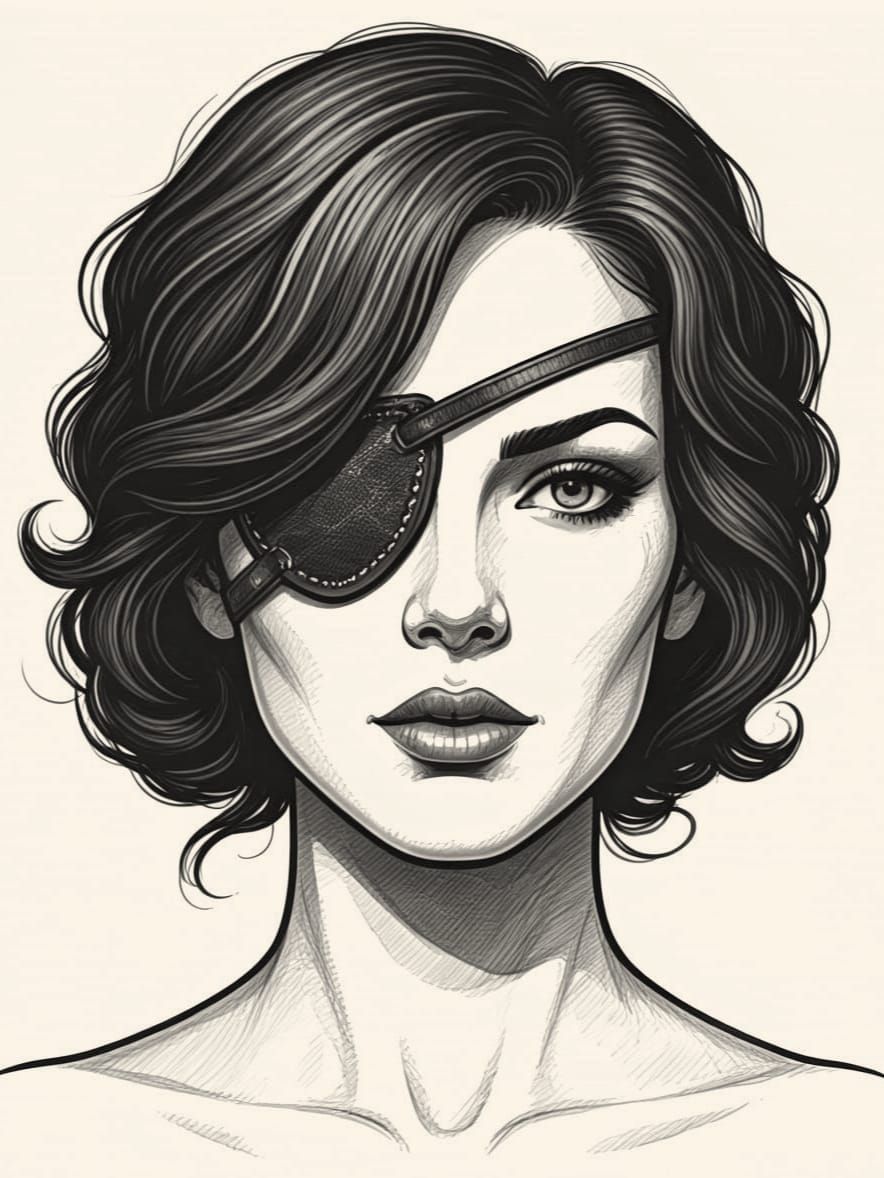 19th Century Portrait of a Mysterious Woman with a Black Eye...