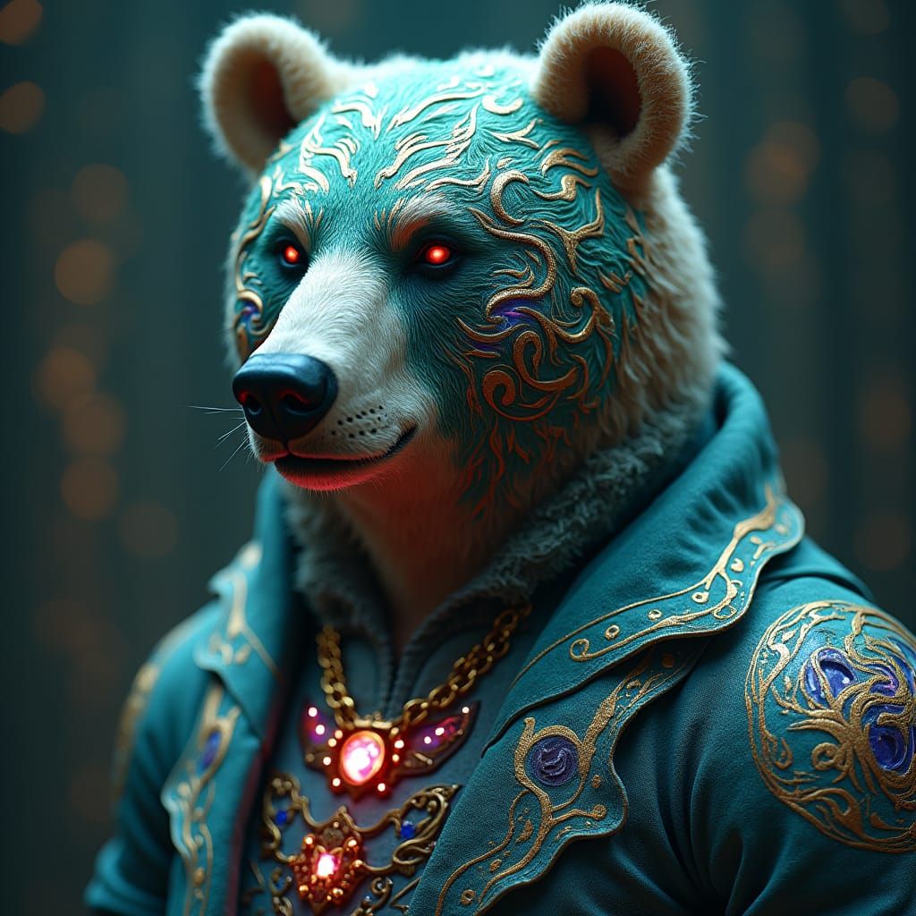 Cybernetic Bear Portrait in Detailed Digital Art Style