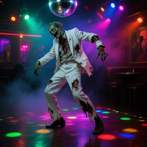 Zombie Disco Dancer in Tattered Suit