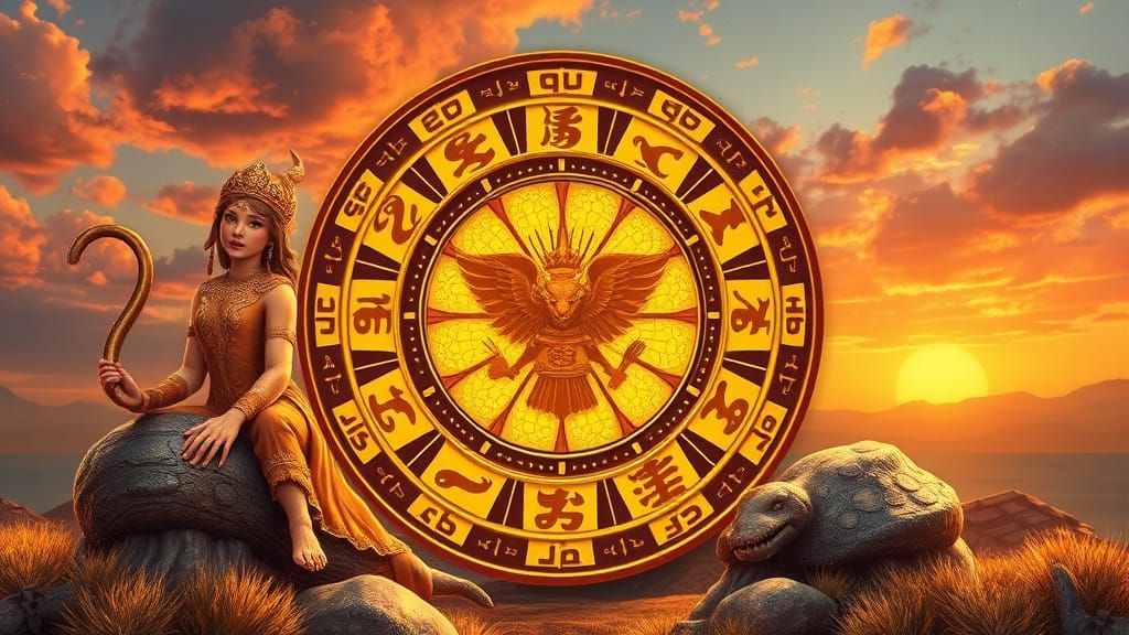 Surreal Zodiac Cityscape at Dusk