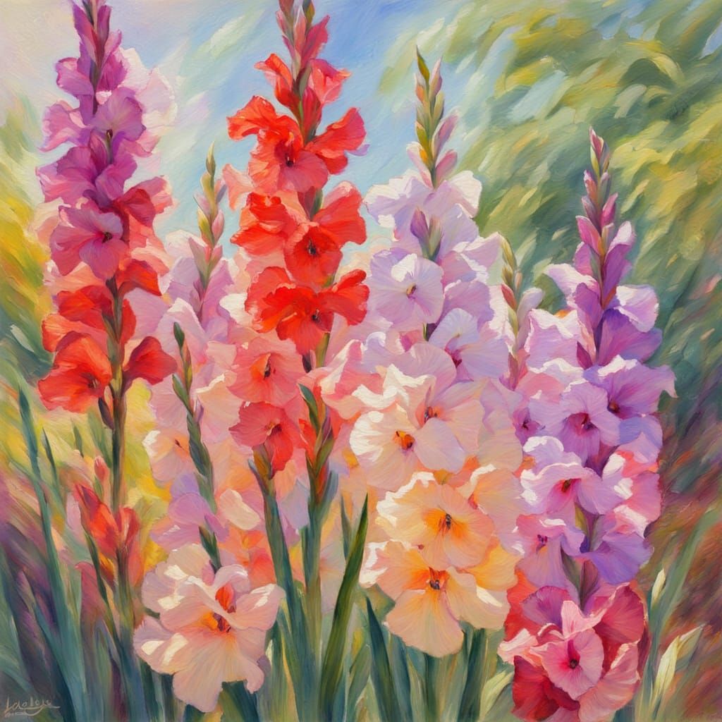 Impressionist Gladiolus Painting in Utopian Setting