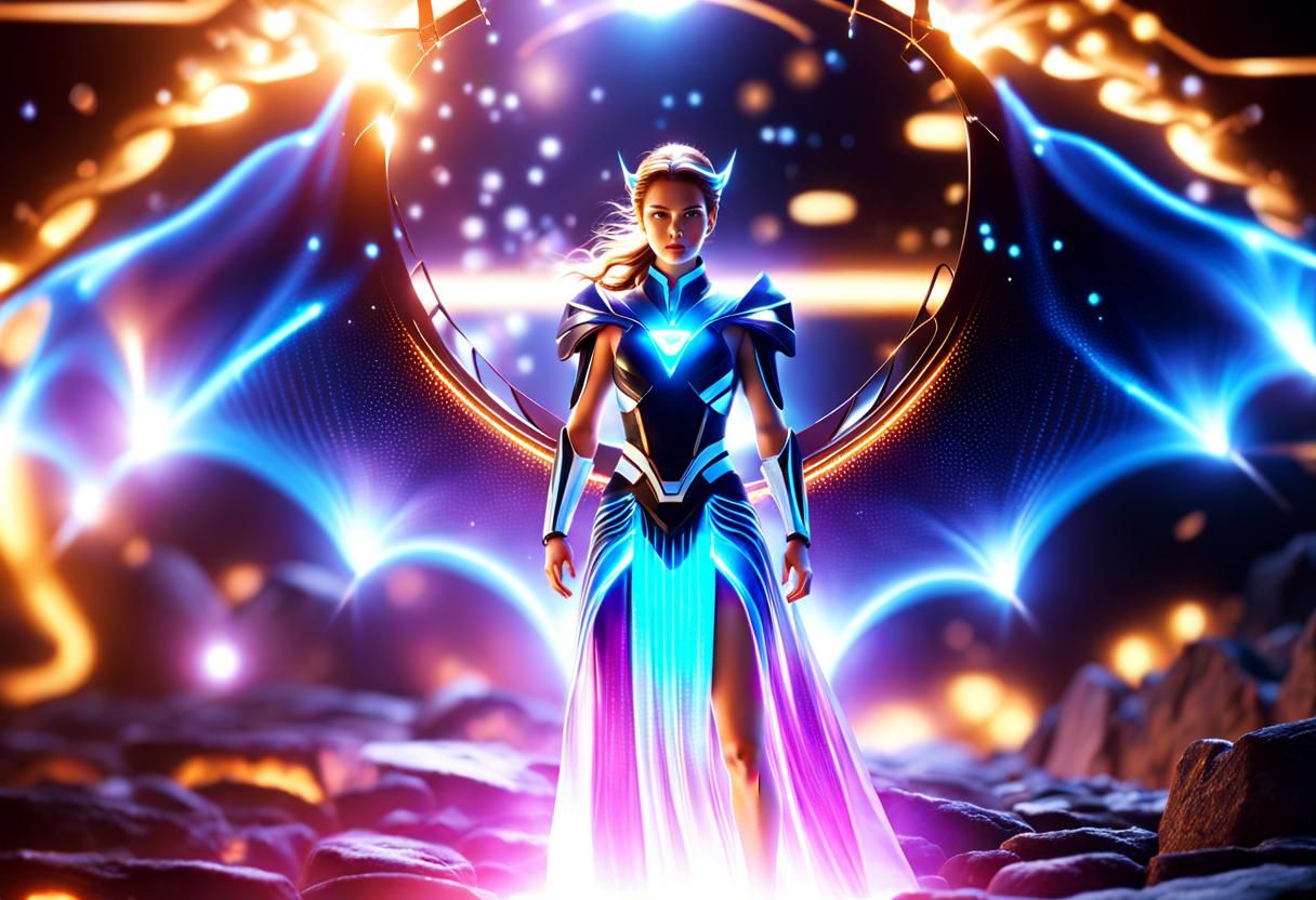 Deuterium Tritium Woman Energized by Gamma Wave