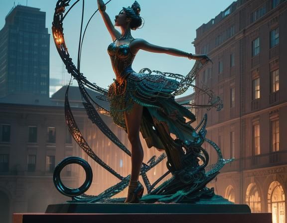 Copper Wire Sculpture at Magic Hour