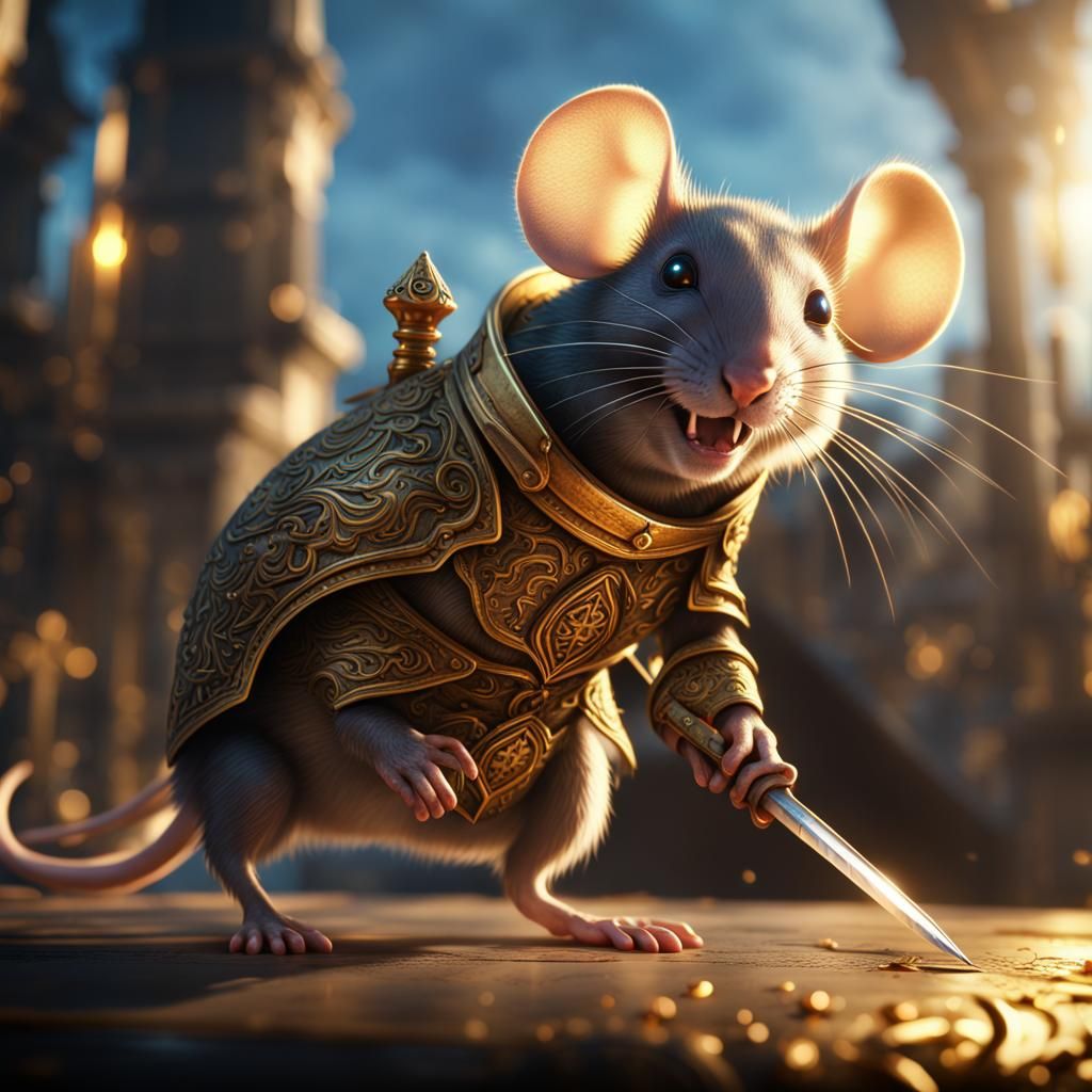 Mouse with Golden Teeth: Detailed Fantasy Art