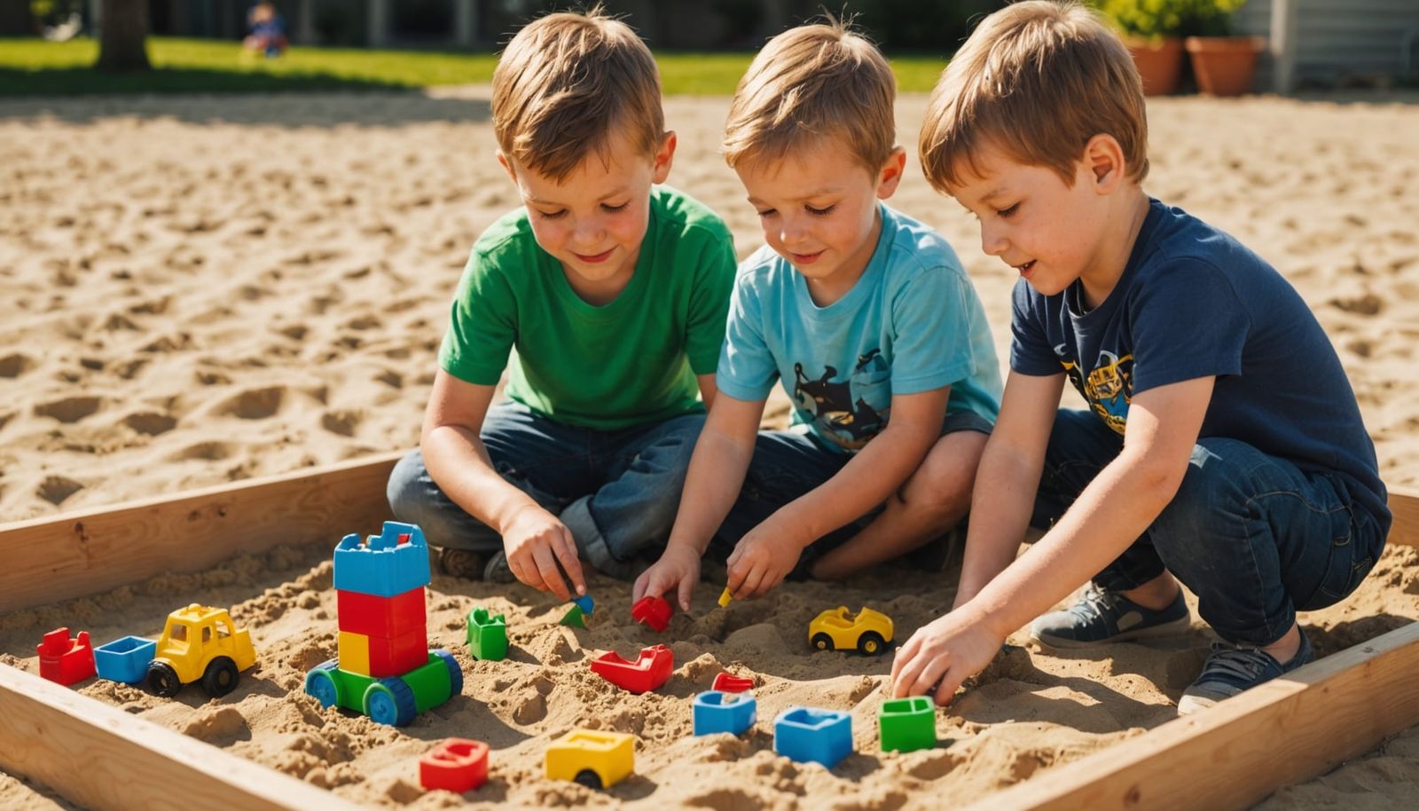 Joyful Brothers at Play in a Sunny Sandbox Scene