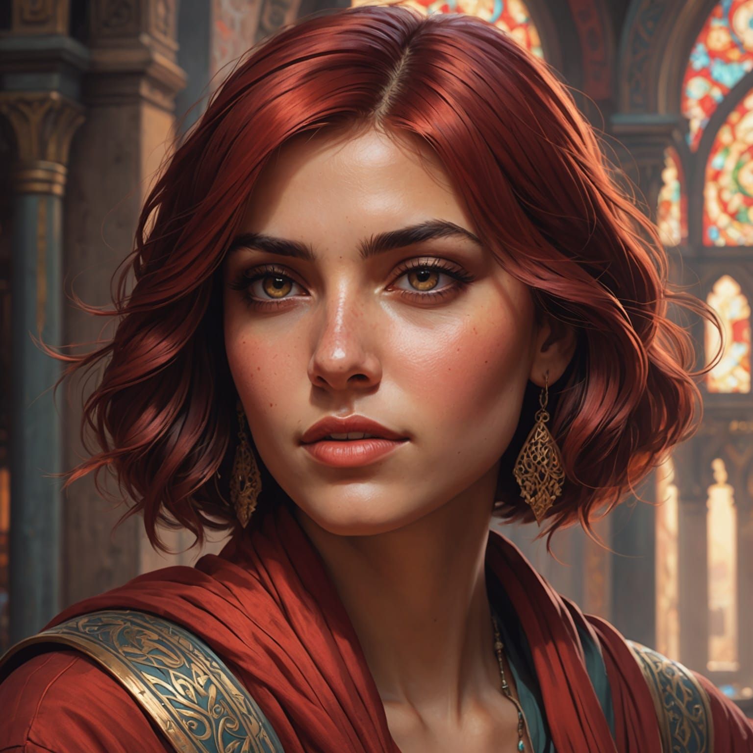 Portrait of Young Arab Woman in Hyperdetailed Art