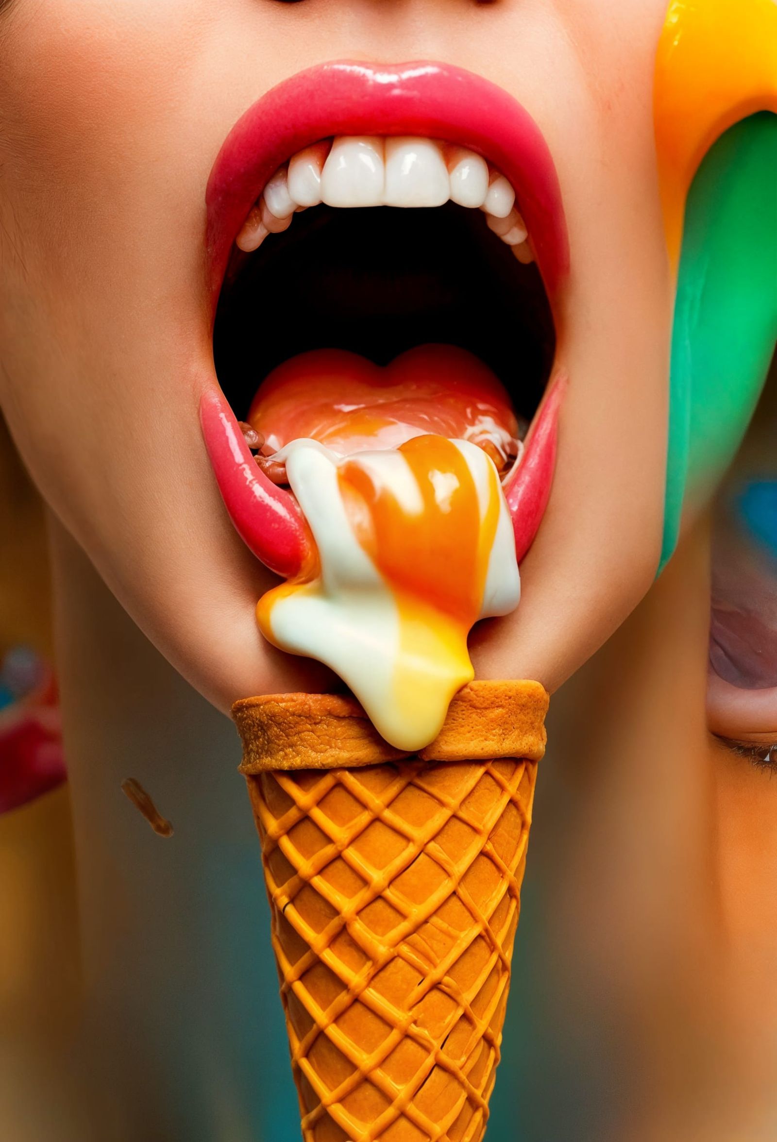 Surreal Woman Screams in Psychedelic Ice Cream Parlor