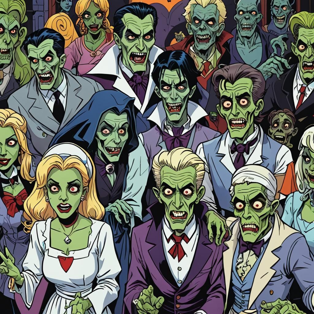 Monsters Trick-or-Treat in Classic Disney Cartoon Style