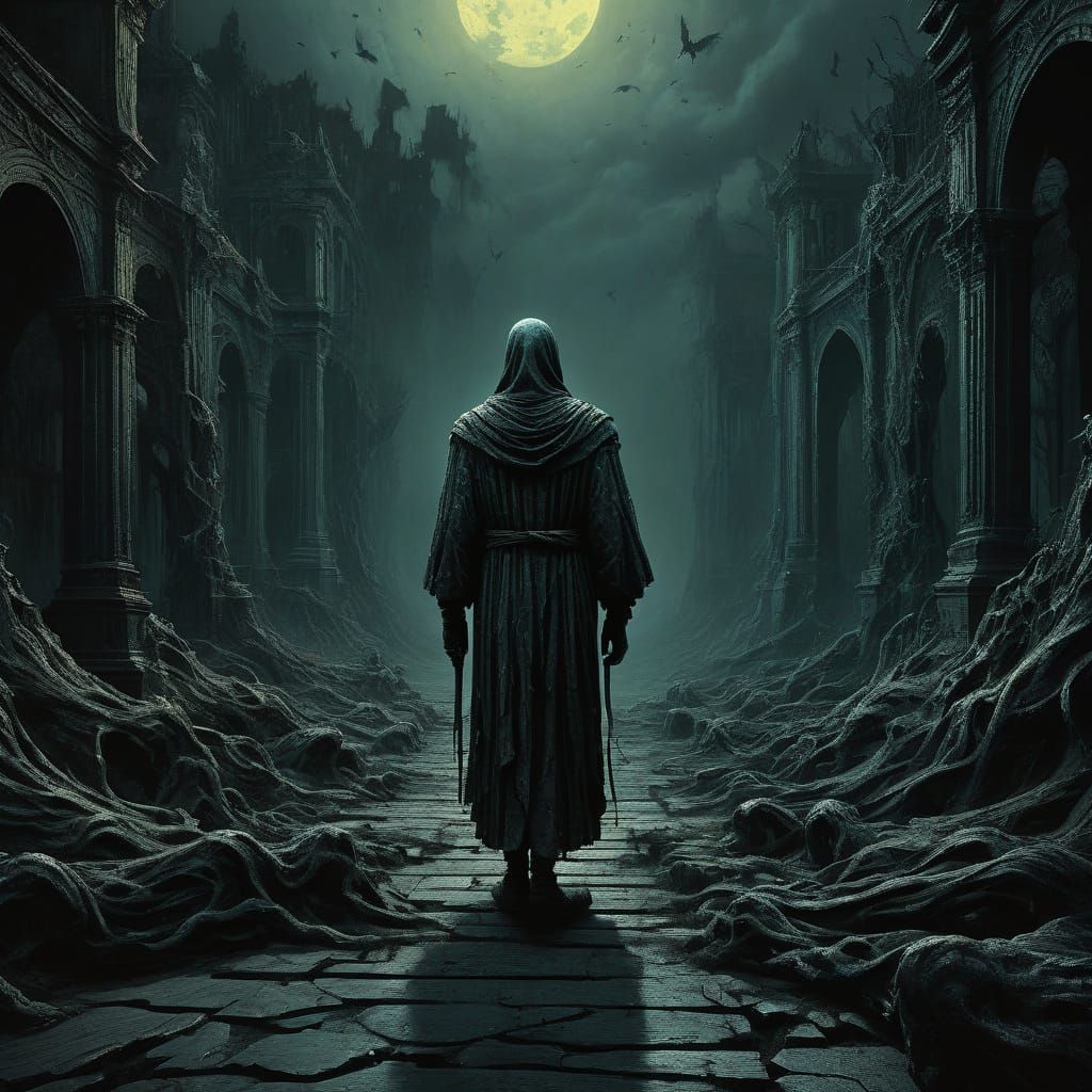 Surreal Dreamscape Figure Embodies Triumph of Destruction