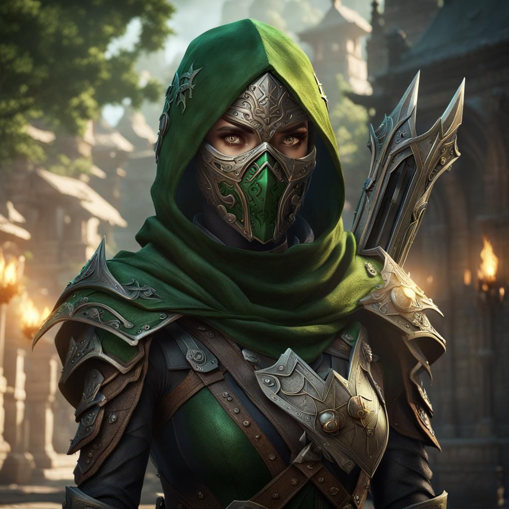 Masked Elf Assassin in Detailed Matte Painting