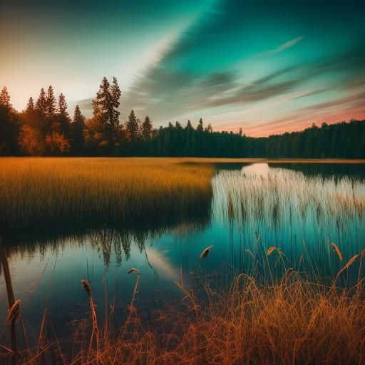 Serene Lakeside Sunset: Landscape Photography
