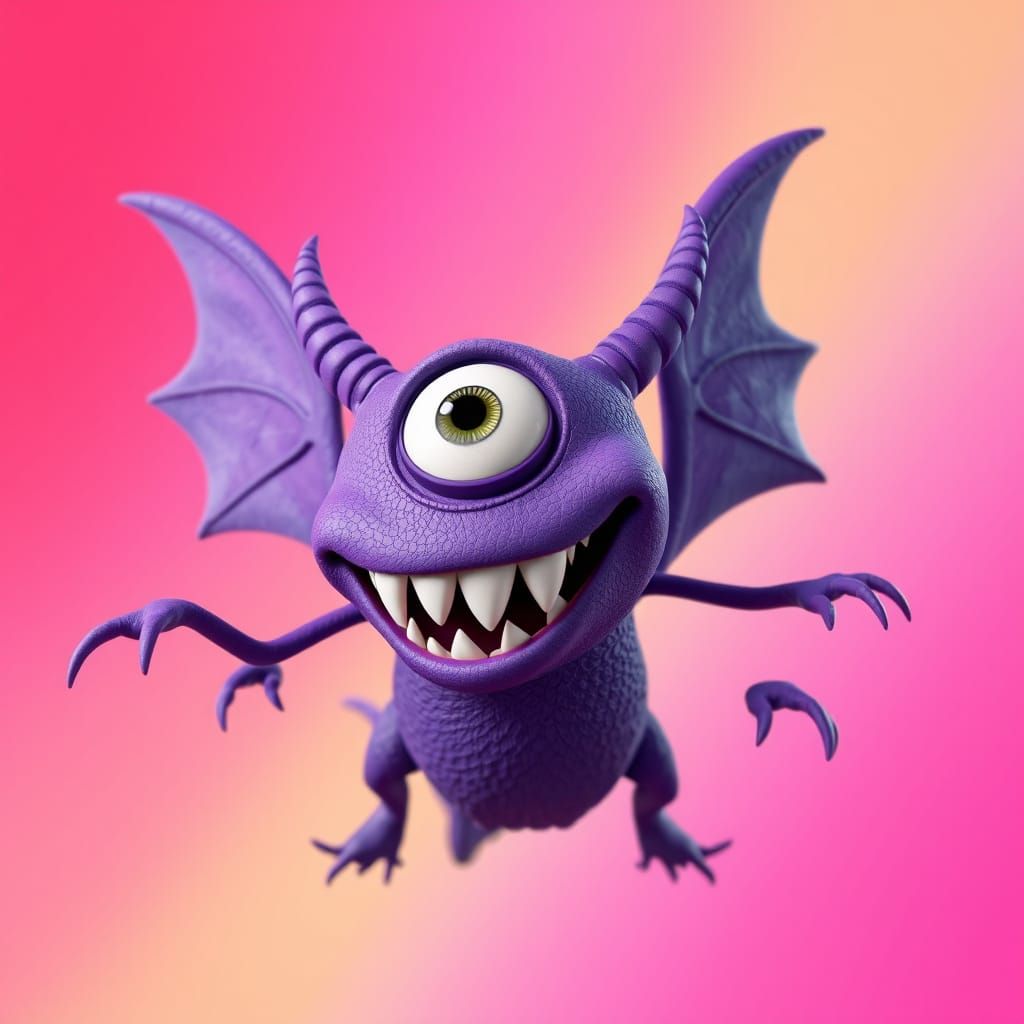Majestic Purple Creature Soars Through Vibrant Skies